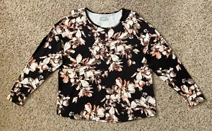 Westbound Top Women's Sz 1X XL Black Floral Print Long Sleeve Shirt Pullover - Picture 1 of 2