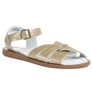 Sun-San Salt Water Sandals Girls Metallic Gold Leather Sandals - Infants Size 8 - Picture 1 of 3