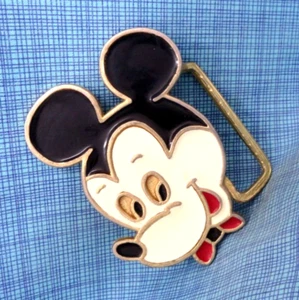 Hebilla de cinturón de Mickey Mouse dibujos animados esmaltados Walt Disney Productions de colección . QRT830 - Imagen 1 de 9
