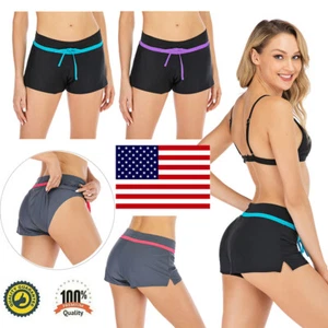 Women's Swim shorts Sexy Side Split Bottom Swimwear surf Quick Dry Beach Bottom - Picture 1 of 21