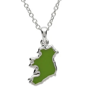 ShanOre Map of Ireland Pendant Necklace Women's Platinum Plated 7/8" by 1/2" - Picture 1 of 1