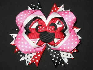 NEW "MINNIE MOUSE" Hairbow Alligator Clip Girls Ribbon Hair Bows Disney Vacation - Picture 1 of 1