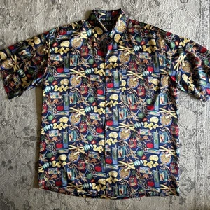 Camicia seta Nicole Miller 1994 vintage cibo italiano pasta stampa all over taglia media - Foto 1 di 10