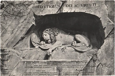 Postal Monumento al León de Lucerna Suiza diseñado por Thorvaldsen Foto 1 de 2