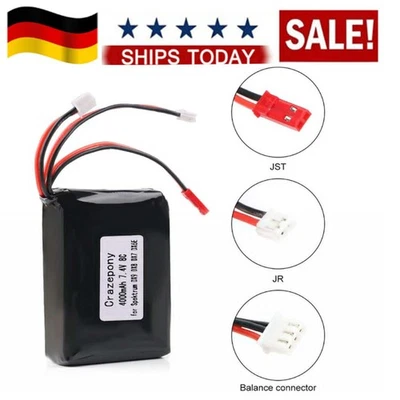 4000mAh 2S Lipo Battery 8C/16C 7.4V JST JR Plug Balancer Connector Transmitter - Bild 1 von 4