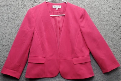 Kasper Blazer Jacket Womens 8P Pink Lined Slit Sleeve Jetted Pockets Open Front - Image 1 of 4