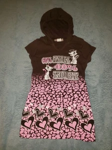Self Esteen hoodie Long T Shirt girls Brown Medium 10/12 Devil Angel Cat Hearts - Picture 1 of 5