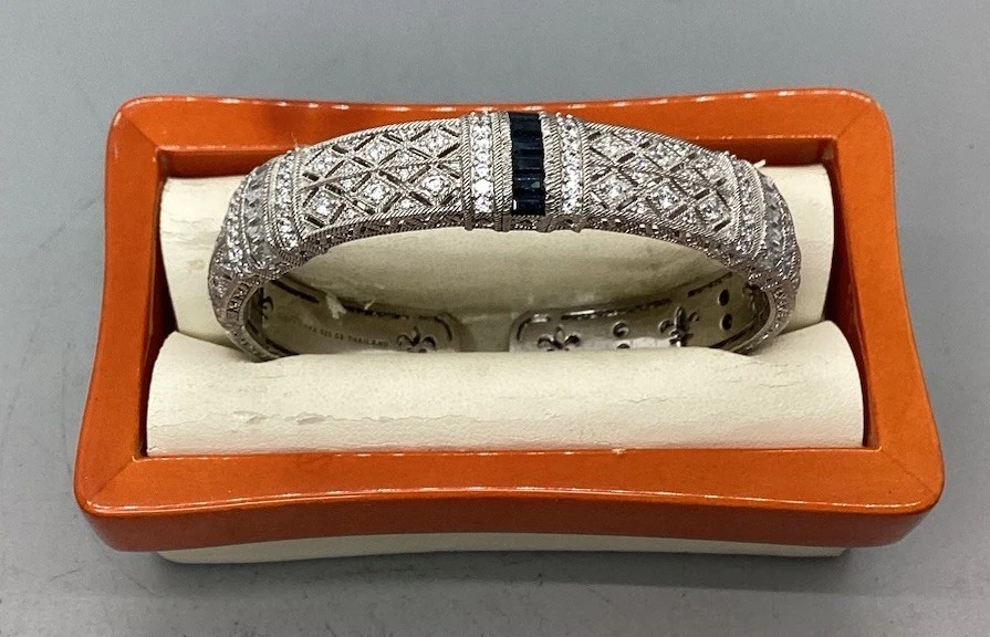 Judith Ripka Sterling Silver Blue Sapphire Diamonique Pia Cuff Bracelet - Image 1 of 4