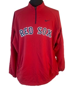 Boston Red Sox Nike Jacket Mens Large Red 1/4 Zip Embroidered Logo Ventilated - Picture 1 of 11