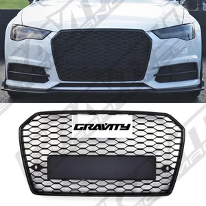 RS6 STYLE BLACK FRONT HONEYCOMB GRILL REPLACEMENT GRILLE FOR AUDI A6 C7.5 16-18 - Picture 1 of 9
