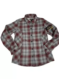 Noble Outfitters Jacket woman’s S Plaid Flannel Faux Fur Lined Rose & Gray NWT - Picture 1 of 8