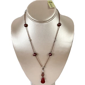 NWT Premier Designs Collar de frambuesa Purple Beaded Copper Burgundy Silver - Imagen 1 de 6