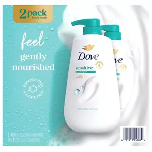 Dove Sensitive Skin Body Wash with Pump – Hypoallergenic Care, 30.6 oz, 2-Pack - Picture 1 of 8