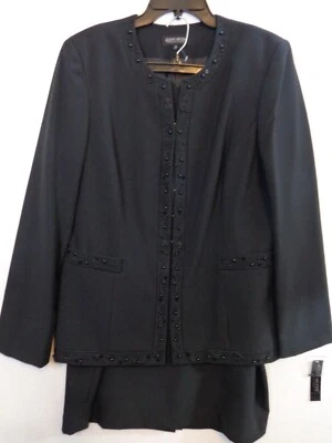 John Meyer Suit Women's 16 Black Skirt Jacket Bead Embellished New With Tags - Image 1 of 4