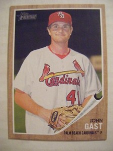 JOHN GAST CARDINALS 2011 Topps Heritage Minors baseball card FLORIDA STATE #117