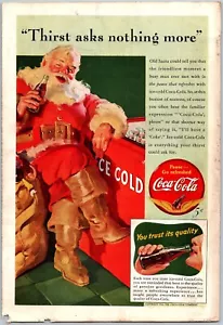 1941 Coca Cola Vintage Druck Werbung Weihnachtsmann Weihnachten Cola Soda Flaschenkühler - Bild 1 von 2