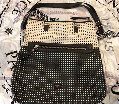 Bolso Bandolera Fosil Lunares Negro Beige Correas Ajustables Foto 1 de 4