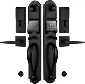 "Juego de manijas de cerradura de puerta doble entrada sin llave HISAFE, inteligente, pantalla táctil, 18"" negro" - Imagen 1 de 3