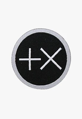 Positive Times (+X) Embroidered Iron On Patch - Classic Western Cowboy Brand Log - Image 1 of 2