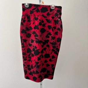 Thalia Sodi Skirt Extra Small Red Floral Stretch Whimsigoth Dark Academia Gothic - Picture 1 of 12