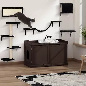 5 Pcs Wall-mounted Cat Climber Set Cat Shelves Scratching Post with Cat Perch - Picture 1 of 11