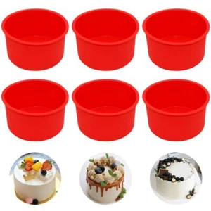6 Pack 4 Inch Silicone Mini Cake Molds Round Baking Pan Non Stick Bakeware Pan - Picture 1 of 7