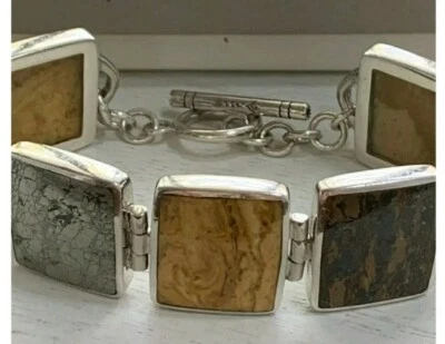 Pulsera Silpada plata esterlina, piedra pirita palanca B0999 retirada ¡hermosa! Foto 1 de 3