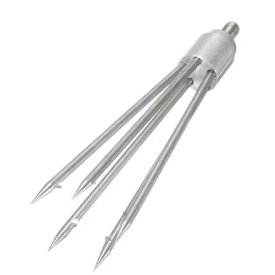 UNBRANED 5-Prong Fishing Fish Frog Eel Salmon Barbed Stainless Spear Gig M8 Long Nut 1Pc