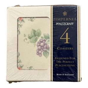NEW Vintage Pfaltzgraff Grapevine Set of 4 Coasters Cork Backed 4.25" x 4.25" - Picture 1 of 4