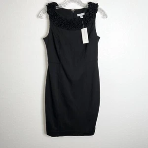 Charter Club Dress women Size 4 Petite Black Ruffled Sheath Sleeveless b22 - Picture 1 of 20