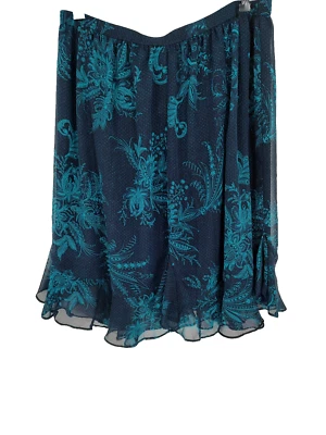 Falda Susan Graver Mujer Azul Paisley Línea A Talla Grande Cintura Elástica Forrada Foto 1 de 4