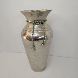 12.5" H Nickel Vase with Nickel Robe Accent by Elegant Expressions 12.5" H - Picture 1 of 7