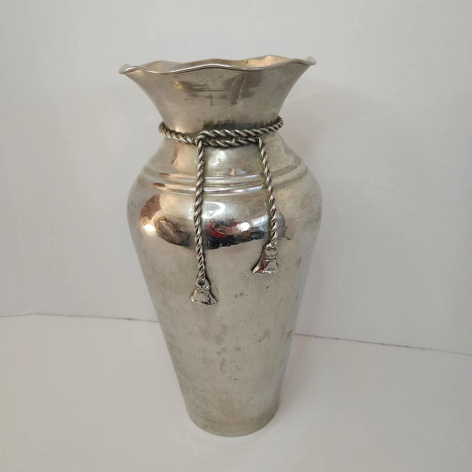 12.5" H Nickel Vase with Nickel Robe Accent by Elegant Expressions 12.5" H - Image 1 of 4
