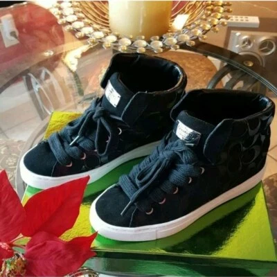 COACH RENNE SIGNATURE BLACK SUEDE SHOES - Image 1 of 4