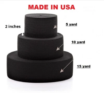 Banda elástica 2" pulgadas de ancho negro/blanco alta elasticidad. HECHO EN USA Foto 1 de 4