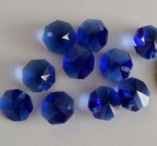 50PCS Crystal Octagon A-Grade 14mm 1 Hole Beads Drak Bule Suncatcher Lamp Parts