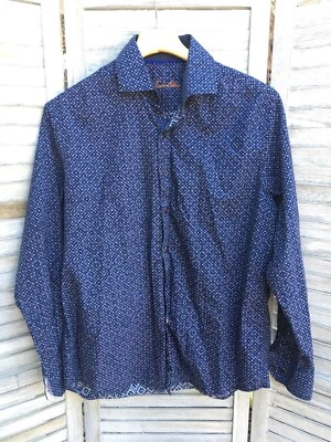 Tasso Elba Geometric & Polka Dot Dress Shirt Sz M Button Down Summer Career Foto 1 de 4