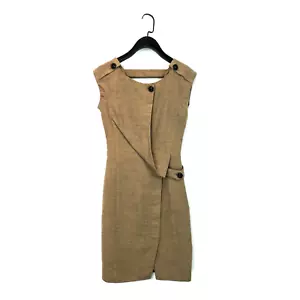 Karen Millen Beige Cross Detail Button Wool Fit & Flare Suit Dress - Size 6 - Picture 1 of 24