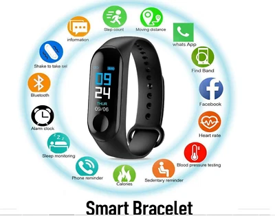 Bluetooth Smart Fitness Bracelet Fitbit Style Heart Rate Monitor Watch Wristband - image 1 of 4