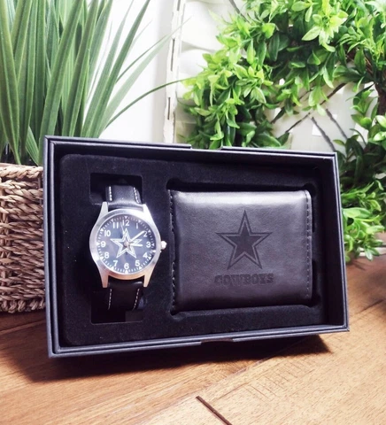 Dallas Cowboys -  NFL -  Black Watch & Wallet Gift Set - Free Shipping Cover