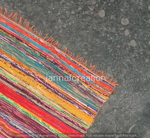 Area Rugs Handmade Floor Mat Handmade Bohemian Braided Cotton Chindi Area Rug - Picture 1 of 5