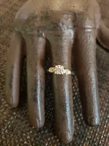 ANTIQUE 14K GOLD NATURAL DIAMOND 1/5CT .20CT ENGAGEMENT RING SZ 6.5 HK REPAIR - Picture 1 of 5
