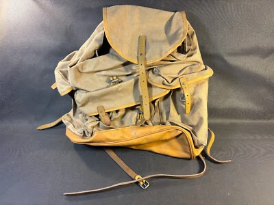 Ancien sac à dos de type scout en toile de jute LAFUMA breveté SGDG randonnée - Photo 1/4