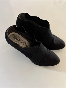 Coach And Four Booties Womens 7.5 Black Suede Slip On Cone Heel Ankle Boots - Picture 1 of 3