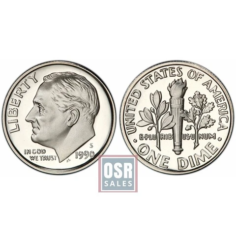 1990 S Gem Proof Roosevelt Dime ~ Deep Cameo US Coin Cover