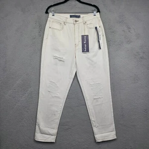 Jeans Indigo Rising Juniors 7 blancos tiro alto mamá calce denim desgastado clásicos - Imagen 1 de 14