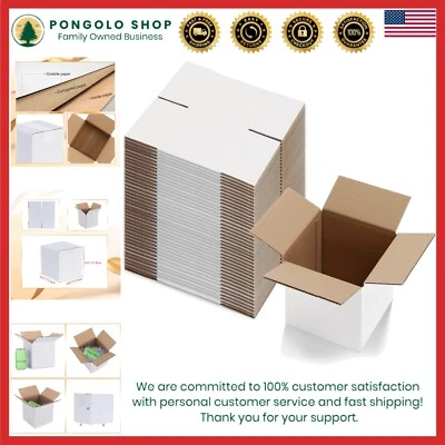 40-Pack Sturdy White Corrugated Shipping Boxes 6x6x6 Inches for Small Business - Image 1 of 4