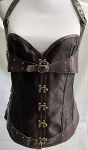 Stunning Steampunk Cosplay Costume Brown Womens Ladies Corset Shirt Top XXL - Picture 1 of 16