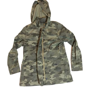 Lucky Brand Camo Utility Jacke Damen Gr. Medium Armeegrün Kapuze Taschen Cargo - Bild 1 von 17