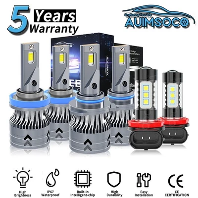 LED Headlight Kit + Fog Light Bulbs Combo 6x For Toyota Sienna 2011-2020 6500K - Image 1 of 4